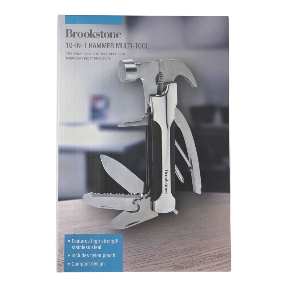Brookstone Stainless Steel 10-in-1 Hammer Multi-Tool NEW